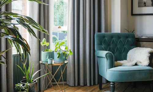 grey curtains