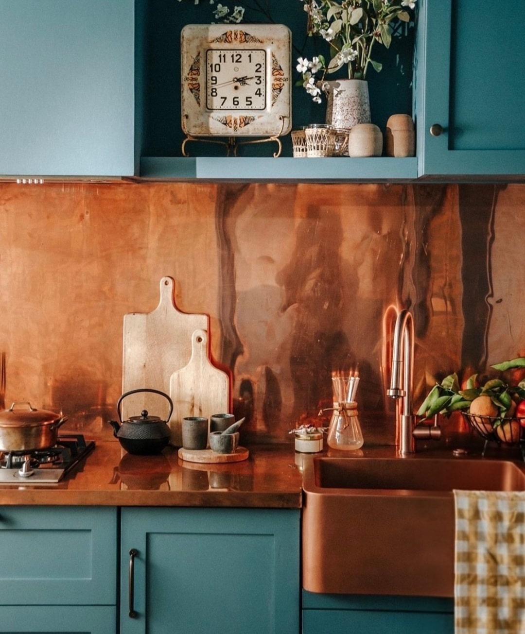 Copper kitchen backsplash