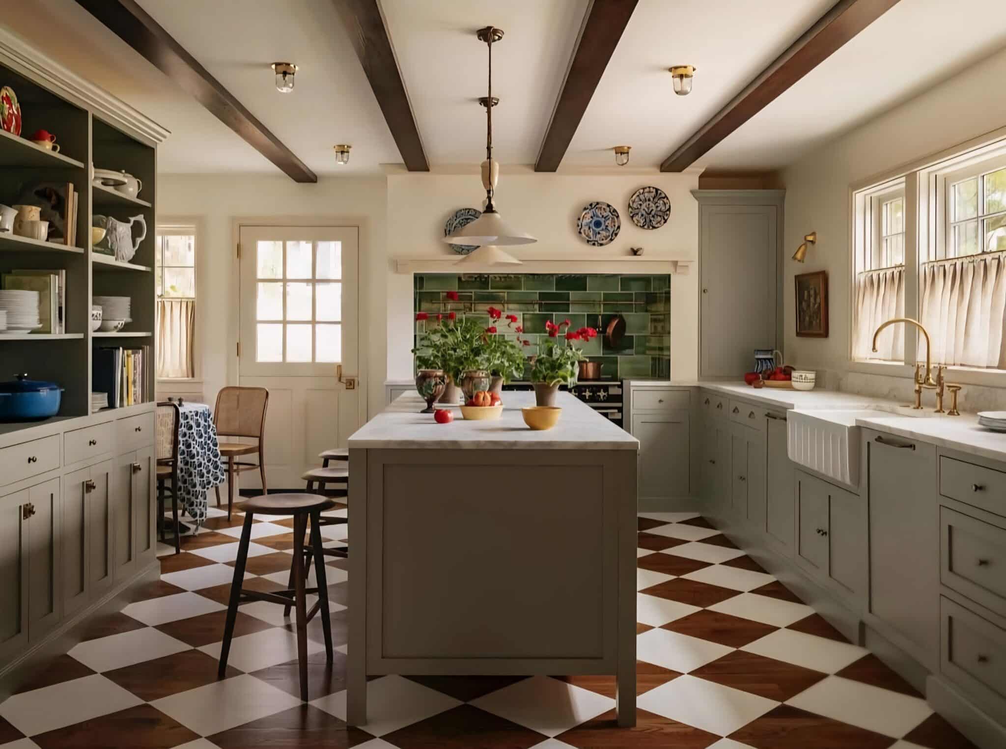 Sage green and terracotta kitchen 3 scaled