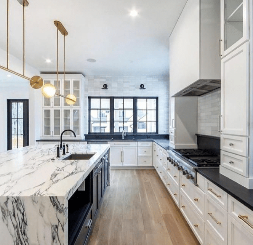 L shaped kitchen with island