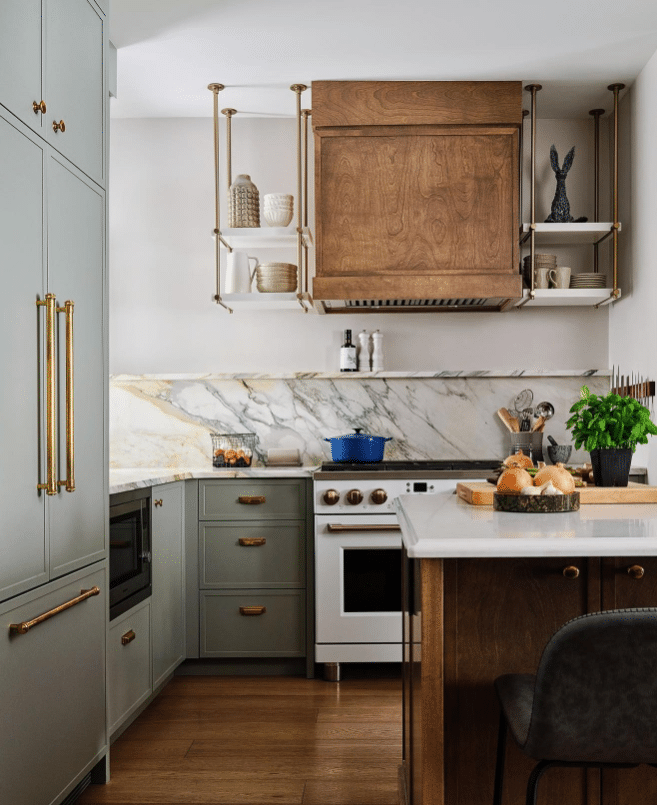 L shaped kitchen with island