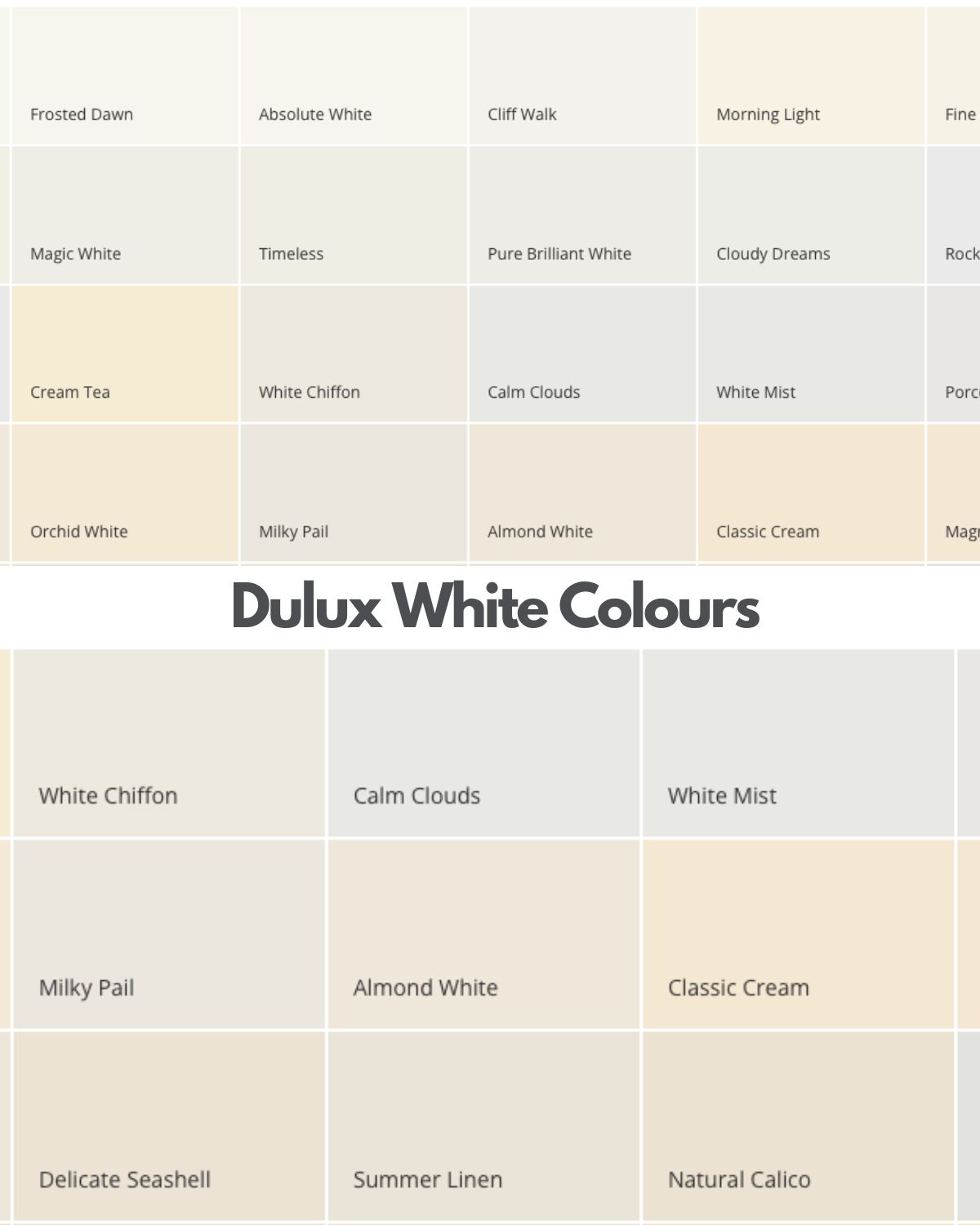 dulux white colour chart