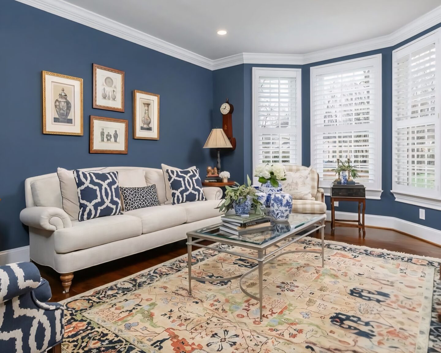 Farrow Ball Stiffkey Blue living room