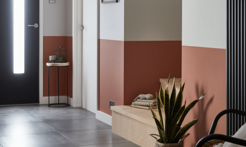 half painted walls hallway