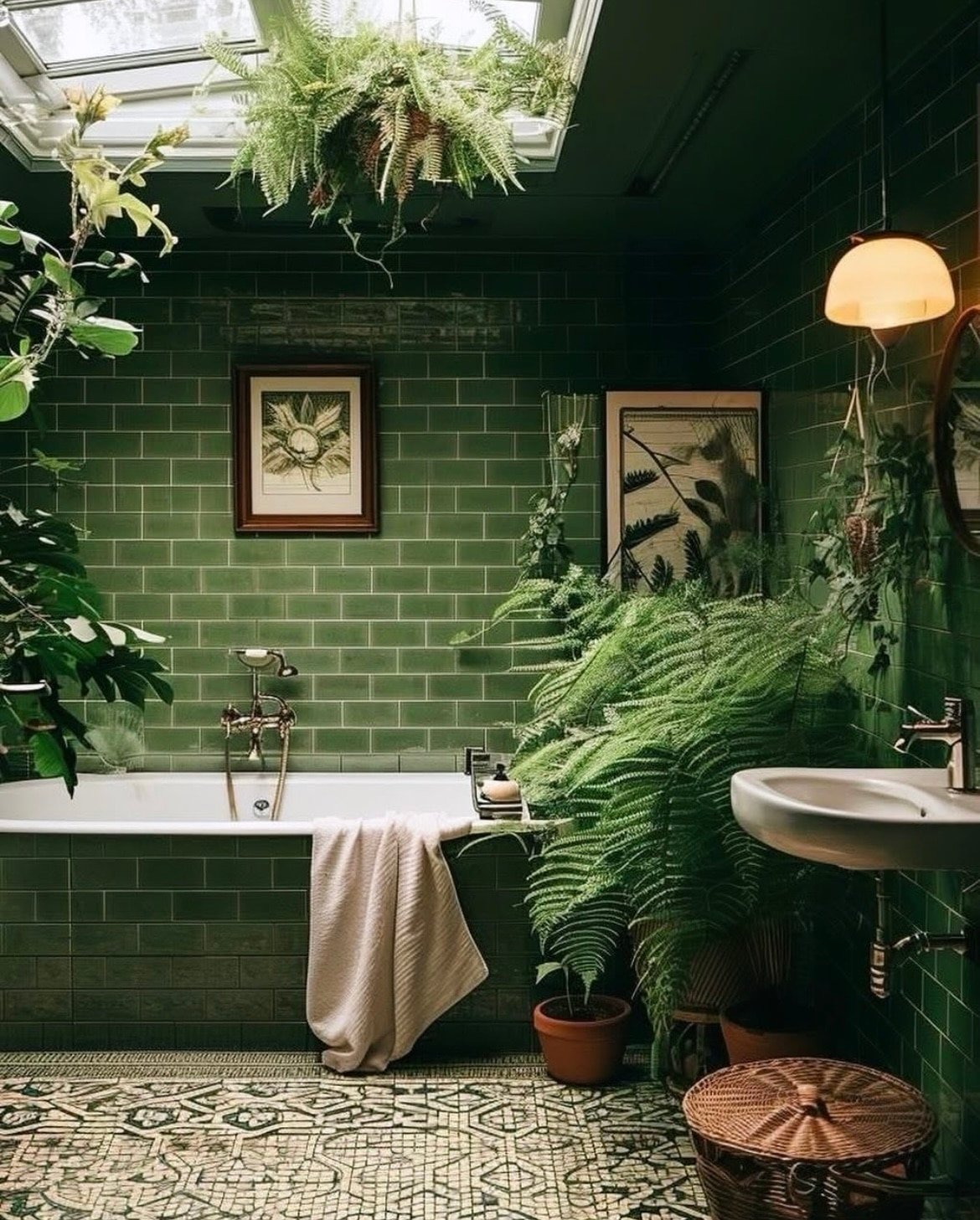 green shower tiles 15